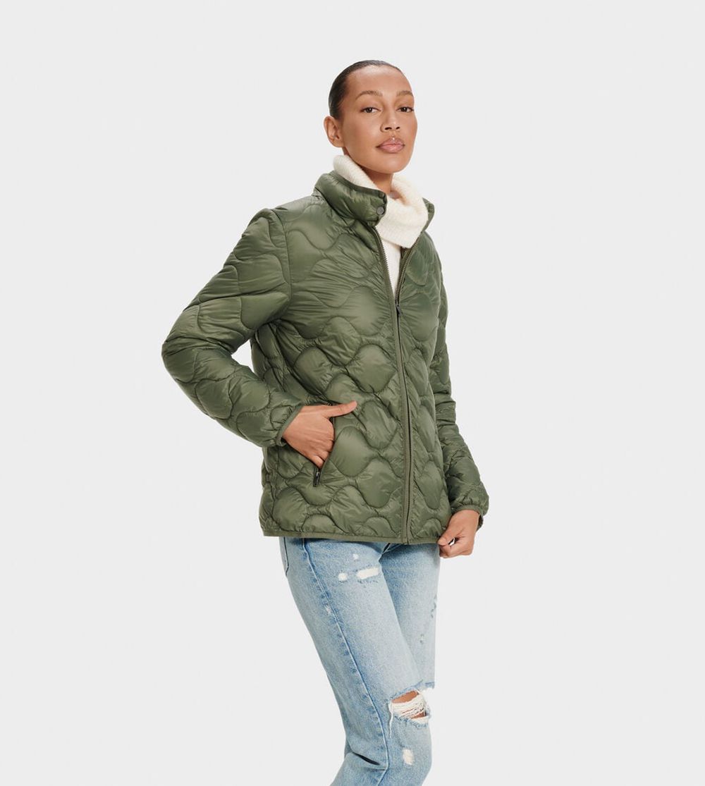 Ugg Selda Packable Quilted - Womens Jackets - Olive - NZ (9621JXSCL)